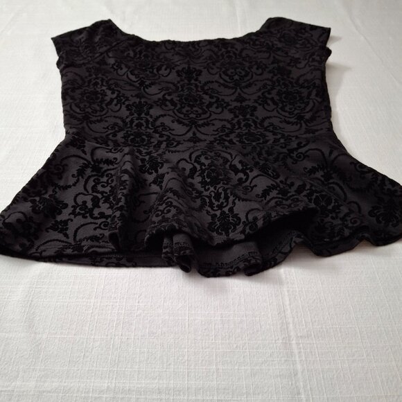 Holiday Party Burnout Velvet Flocked Peplum Corset Cap Sleeves Size M Sweetheart - Picture 12 of 16